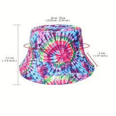 Tie Dye Circles Print Bucket Hat Boho Sunscreen Basin Hat For Women Men