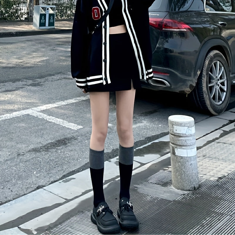 Colorblock Calf Socks Knee High Stockings