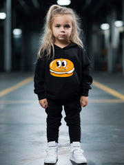 OERYUI Burger Print Hooded Pullover Pants Set For Sports
