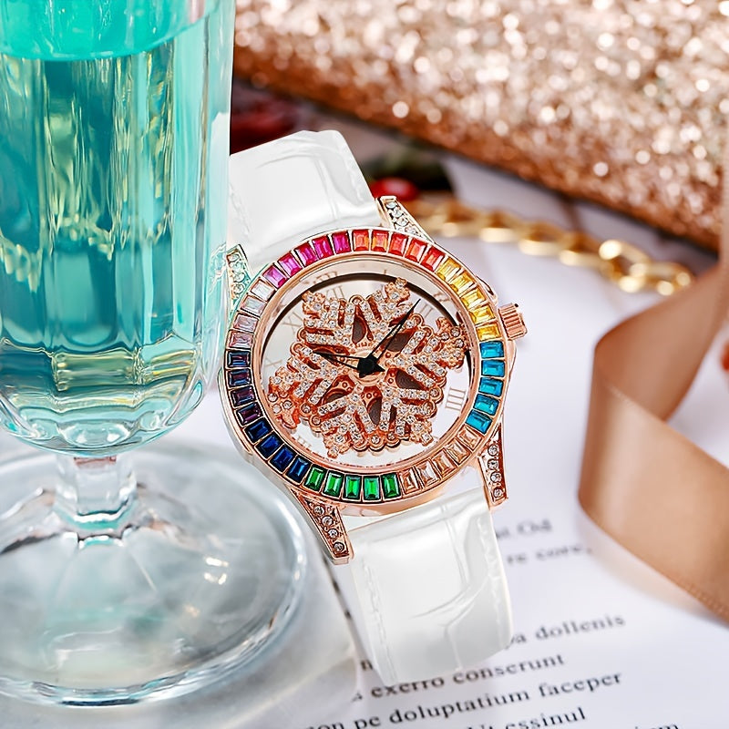 Alloy Rotating Snowflake Quartz Watch for Kids