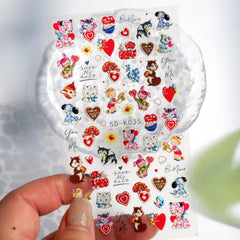 5D Cat Animal Nail Art Sticker Self-adhesive Plastic Women Nail Art Sticker