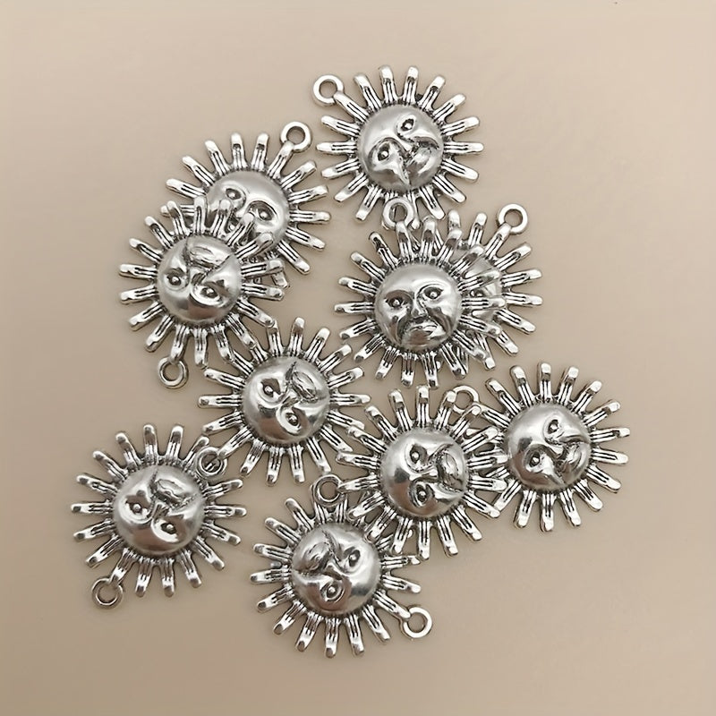 10pcs Antique Silver Sun Shape Charms Pendant for DIY Jewelry