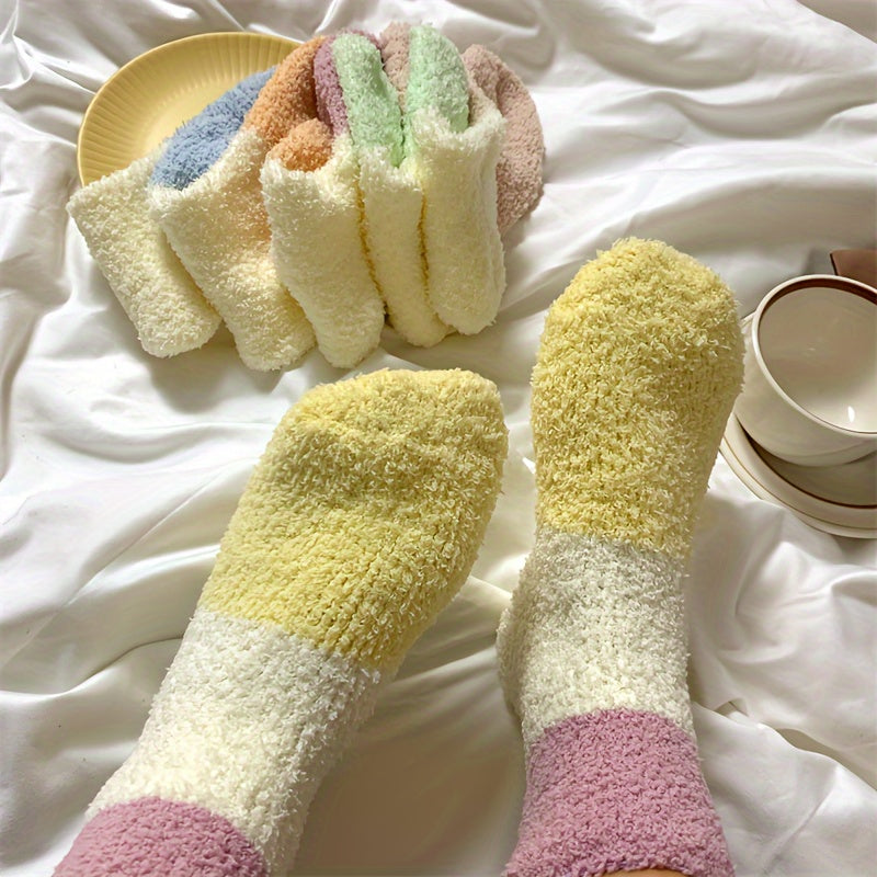 5 Pairs Fuzzy Mid Tube Socks Women's Stockings