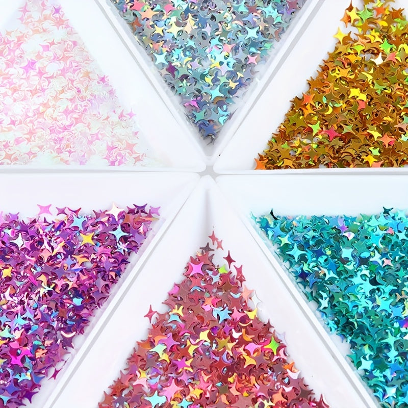 Holographic Star Glitter Flakes Resin Fillers Nail Art