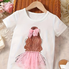 Cartoon 3D Graphic Baby Girl's T-shirt Blouse