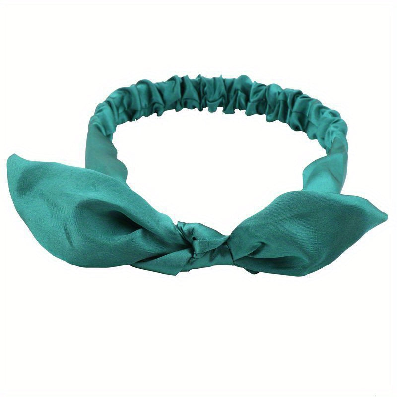 Satin Headband Bowknot Decor Head Hook Stretchy Headdress Silky Hair Band