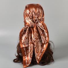 Floral Print Silk Head Scarf Lightweight Hank