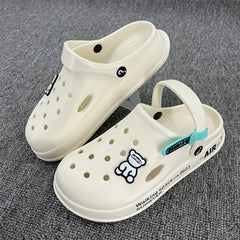 Men's Cartoon Bear Clogs w/ Charms Garden Shoes Non Slip Sandals