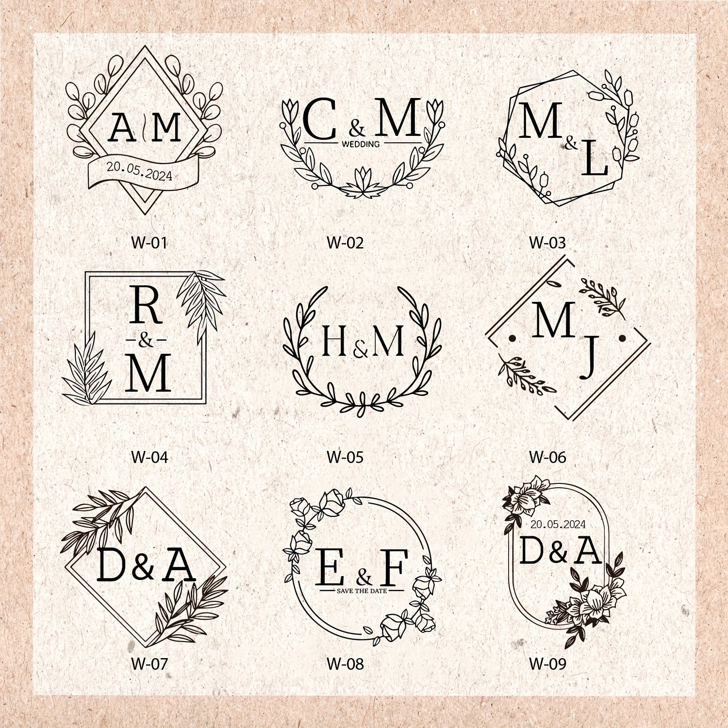 Custom Wedding Stamp Set - Self Inking Stamps for Invitations & Labels