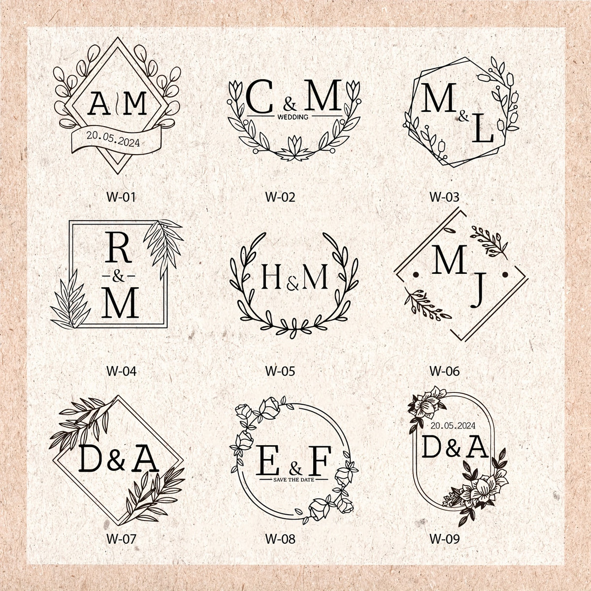 Custom Wedding Stamp Set - Self Inking Stamps for Invitations & Labels
