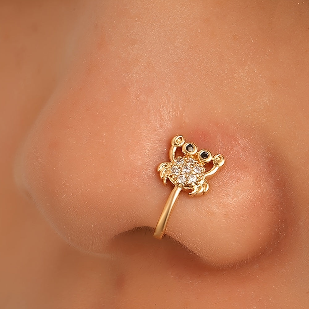 Men's Golden Nose Stud Set With Artificial Diamonds Party Gift