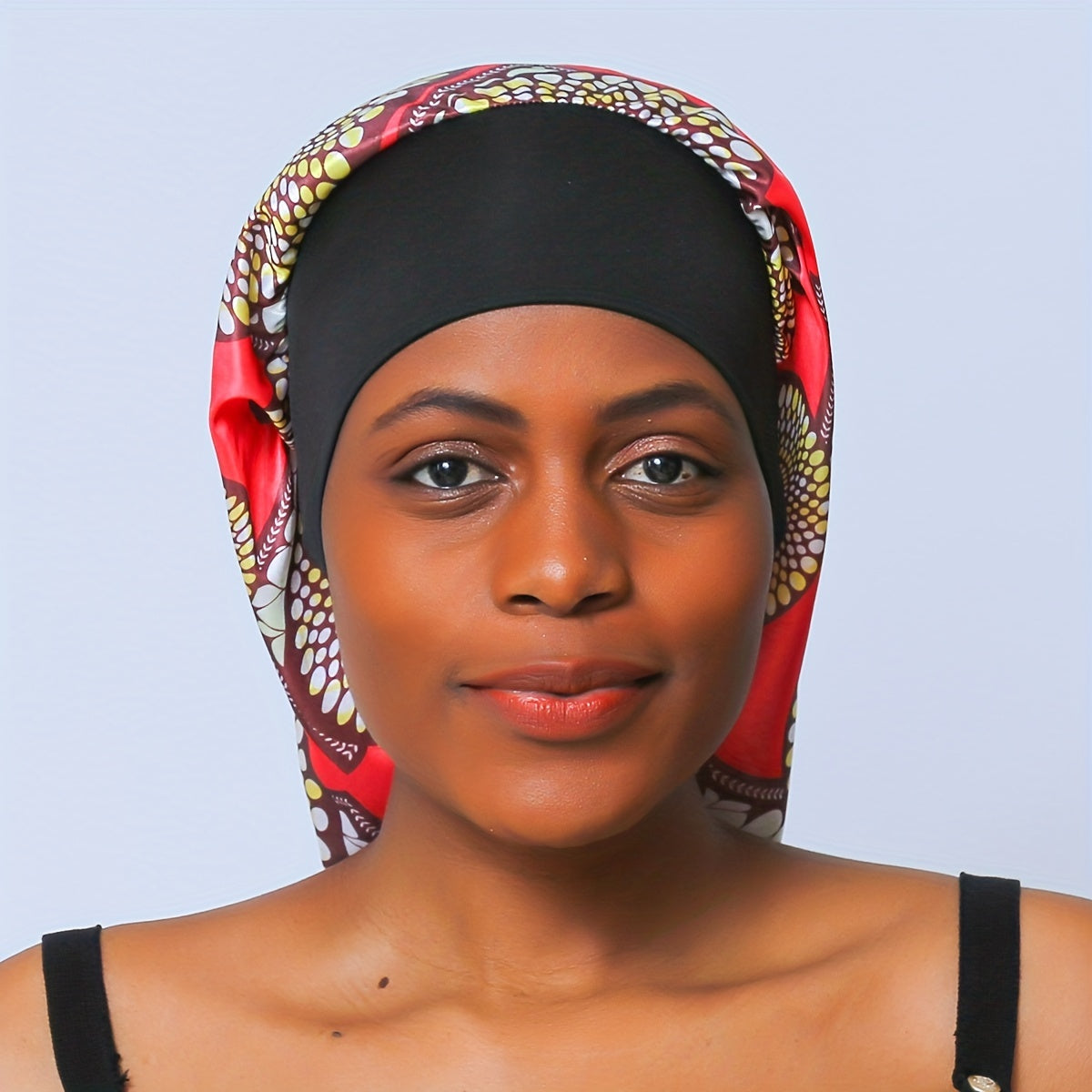 Red Satin Hair Bonnet Wide Brim Elastic Hair Protection Cap