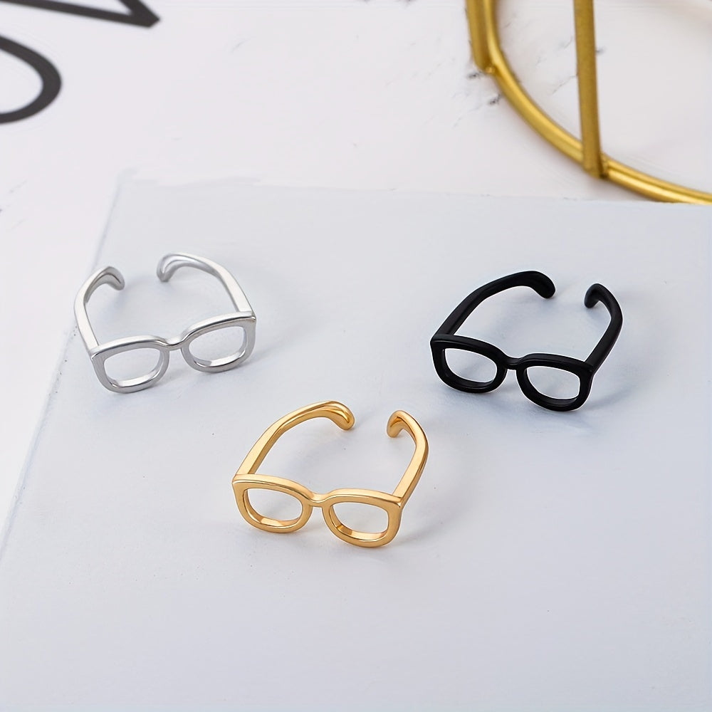Adjustable Glass Ring 14k Plated Couple Ring