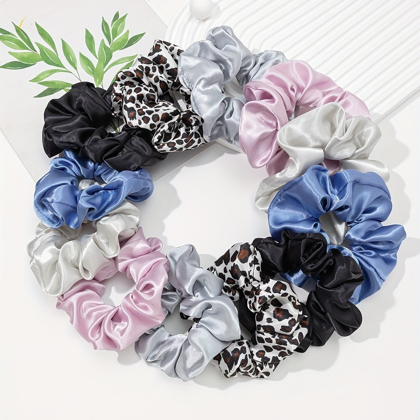 12pcs Large Satin Scrunchie Hair Tie Silky Hair Rope Female Hair Accessories