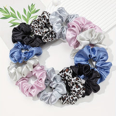 12pcs Large Satin Scrunchie Hair Tie Silky Hair Rope Female Hair Accessories