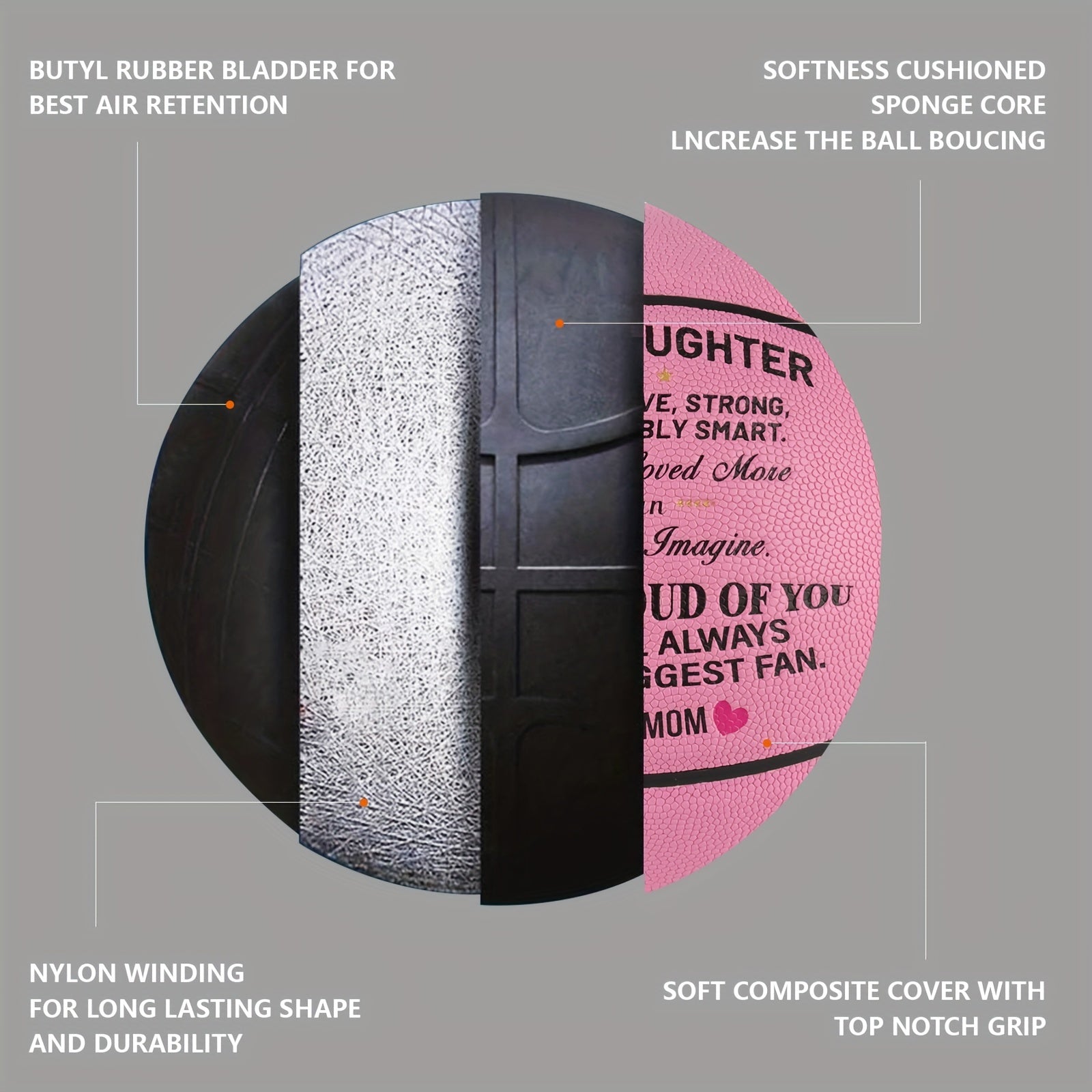 Engraved Basketball To My Daughter From Mom PU leather Basketball Gift