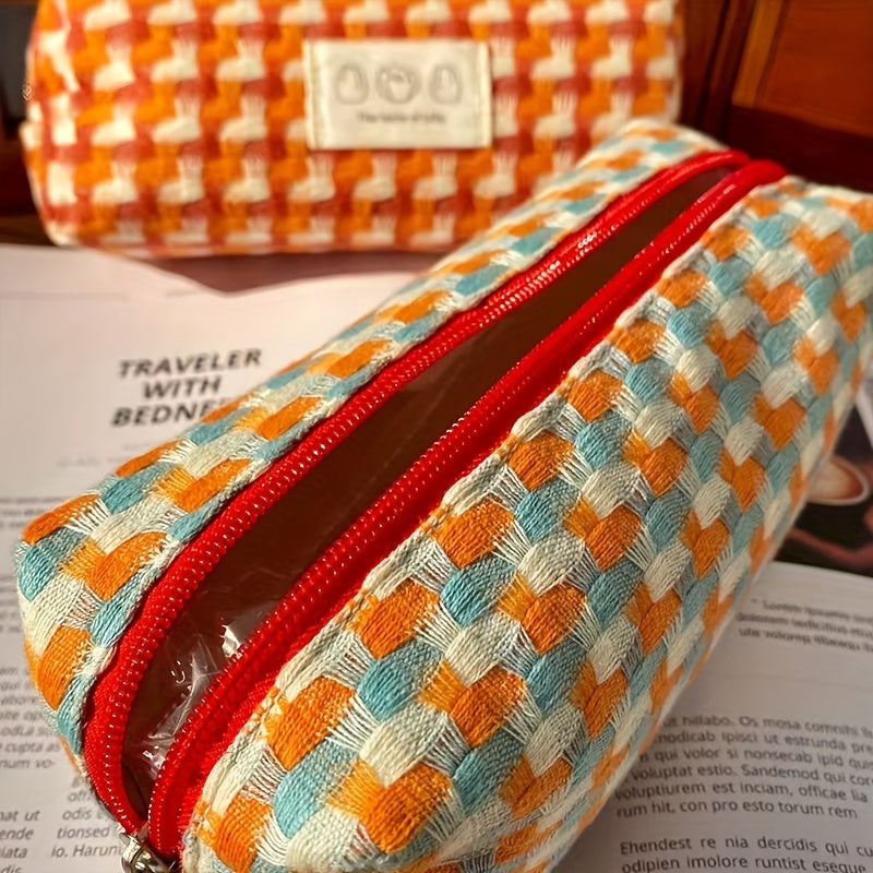 Rainbow Braided Pencil Case Large Capacity Beauty Bag