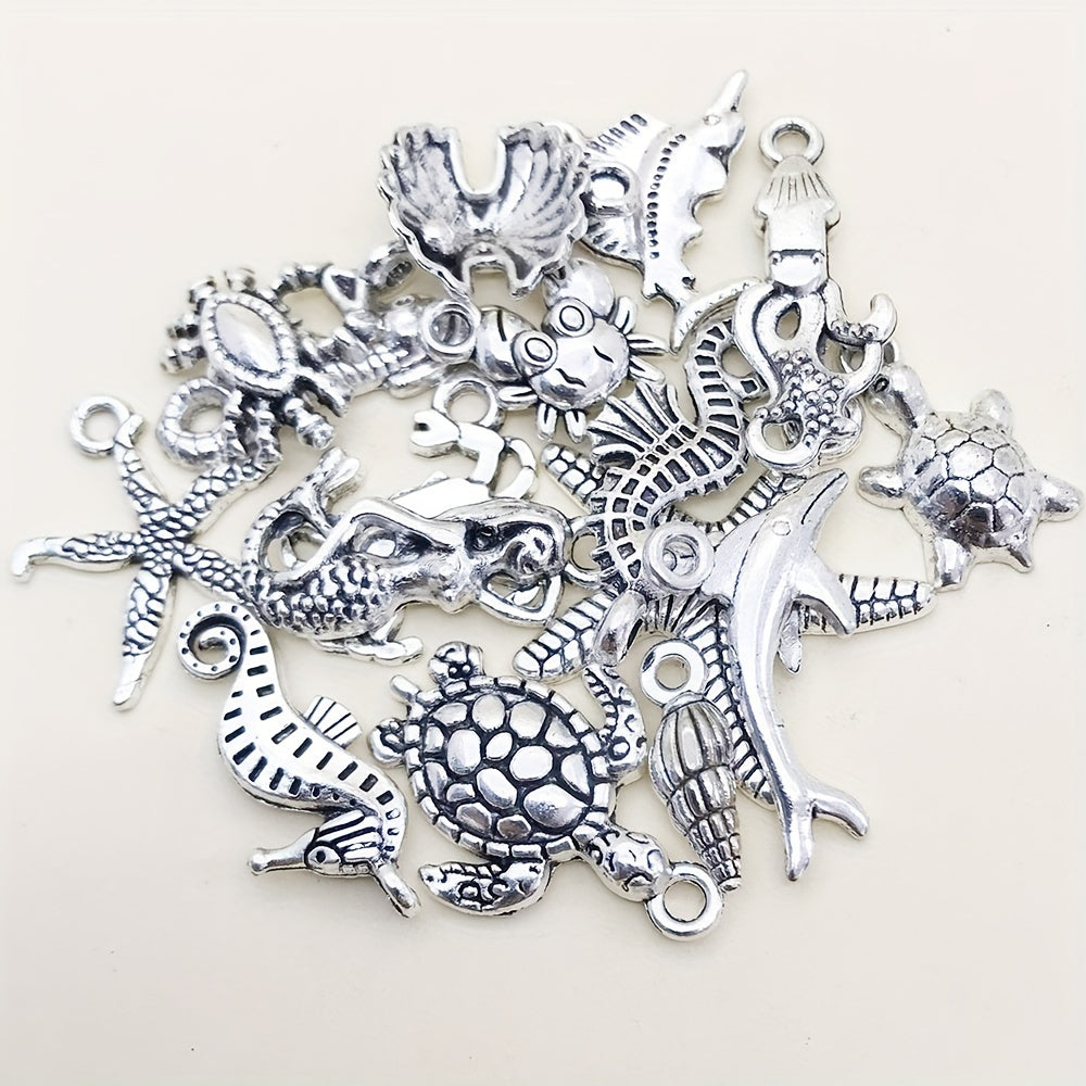 15pcs Marine Life Charms Pendants for Jewelry Turtle Octopus Star