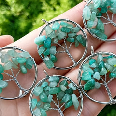 7 Charka Stone Tree Of Life Pendant Crystal Beads Energy Amulet