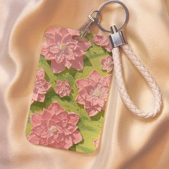 Flower Series Card Holder Keychain Lanyard School Office Protector Case