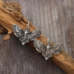 Gothic Retro Butterfly Moth Skull Head Women's Earrings