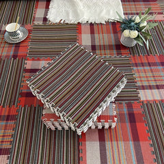 6 Pack Fabric Splicing Carpet Plaid Halloween Floor Mat Christmas Mat