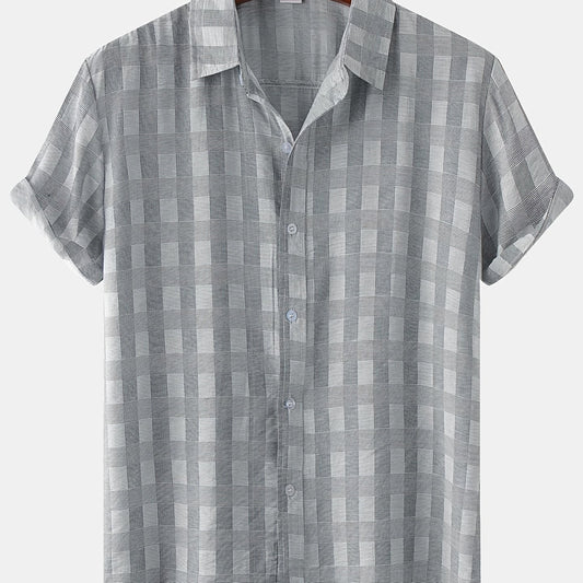 Men's Casual Plaid Short Sleeve T-Shirt for Summer