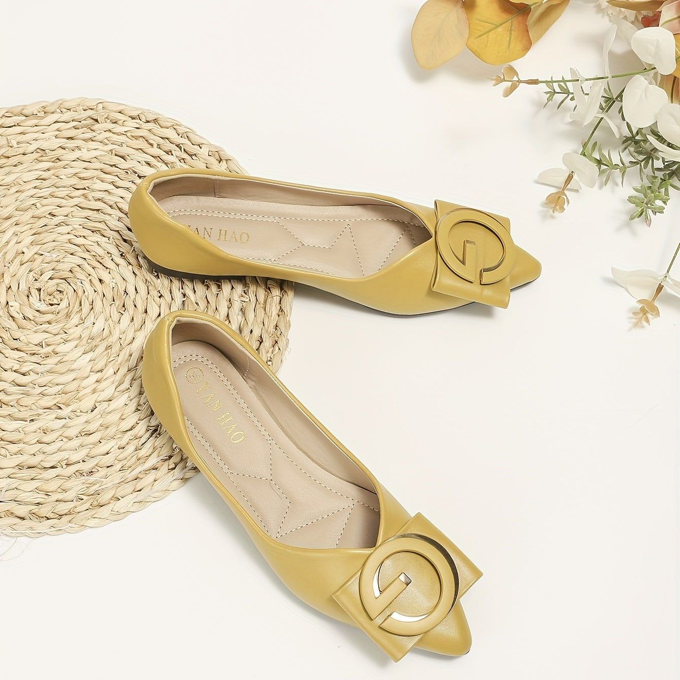 Women's Pointed Toe Flats Soft Sole Solid Slip On Shoes
