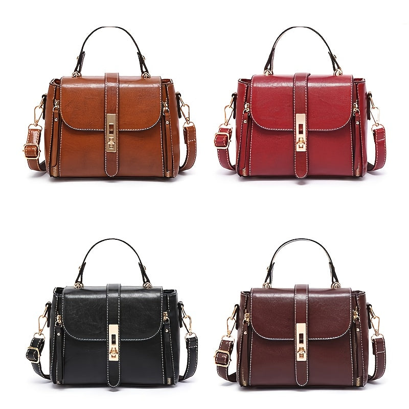 Retro Style Faux Leather Flap Purse Shoulder Bag
