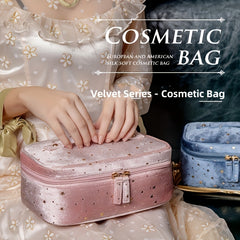 Star Pattern Velvet Cosmetic Bag Portable Toiletry Wash Bag