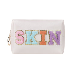 Chenille Letter Patch Comestic Bag Waterproof Portable Travel Makeup Pouch