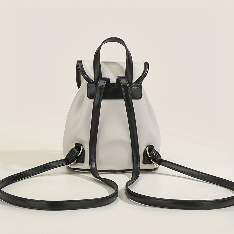 Colorblock Stylish Backpack Drawstring Rucksack Women's Travel Bag