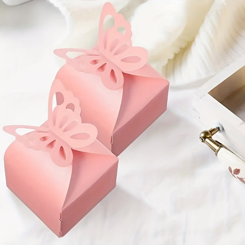 10pcs Pink Pearl Butterfly Gift Boxes Party Table Decoration Wedding Favors