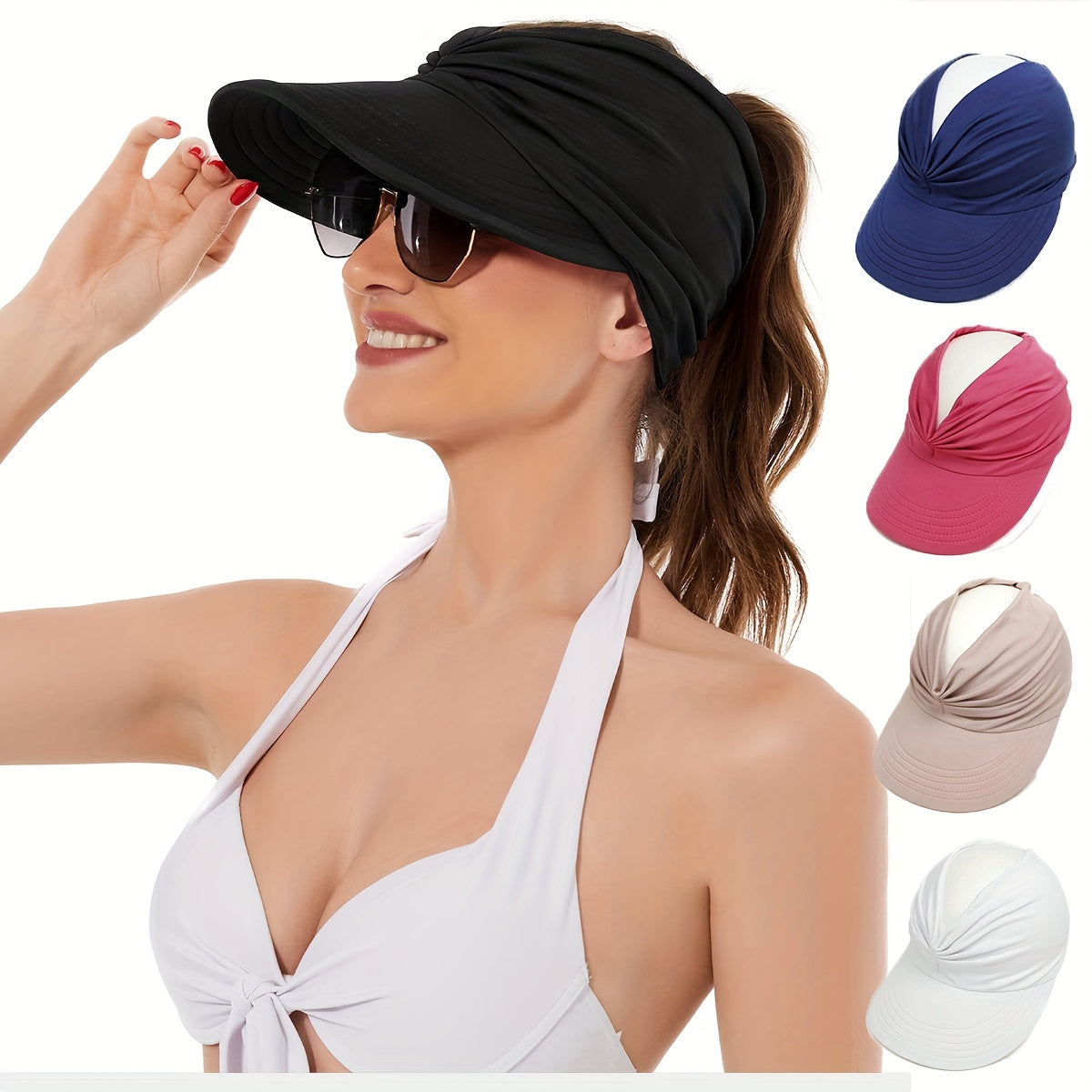 Women Sun Visor Hat UV Protection Beach Cap Packable Summer Hats