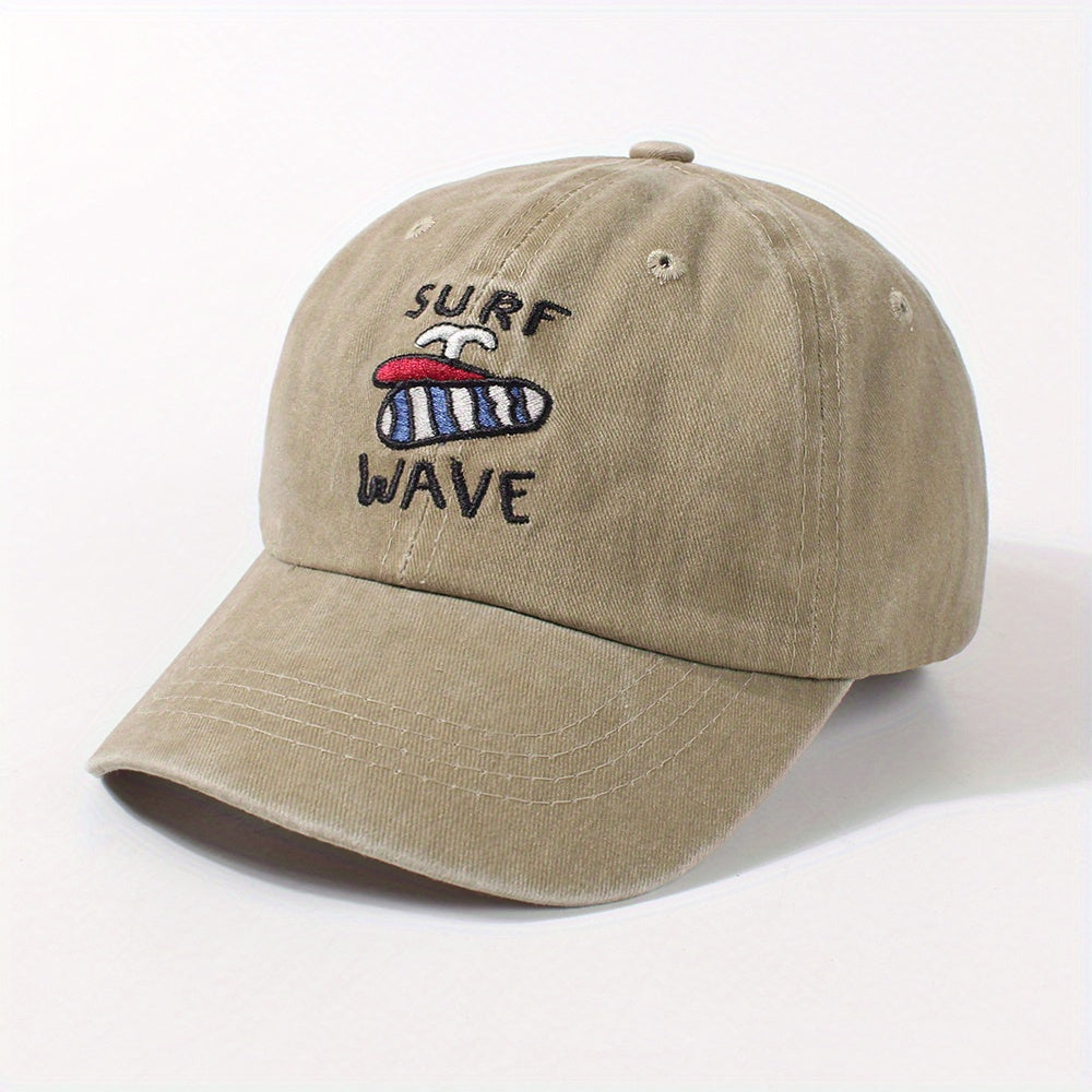 SURF WAVE Embroidery Baseball Cap Distressed Cotton Dad Hats