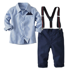 Boys Striped Shirt & Suspender Pants Set
