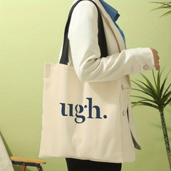 Letters Graphic Canvas Tote Bag Shoulder Bag Work Travel Reusable Grocery Shoppi