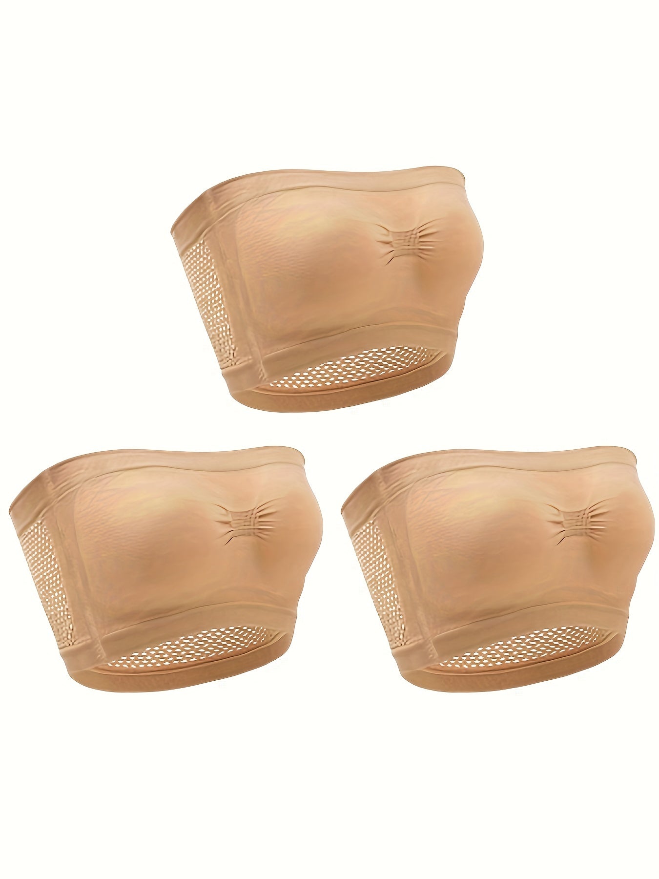 3pcs Strapless Bandeau Bras Hollow Out Stretch Bra