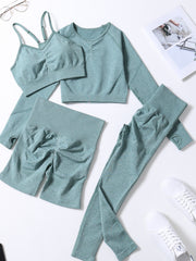 4 Pcs Yoga Set High Stretch Sports Suit
