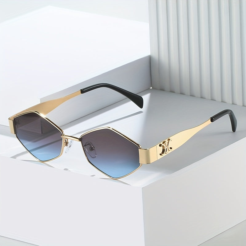 Geometric Metal Frame Sunglasses UV400 Anti Glare Glasses Punk Style