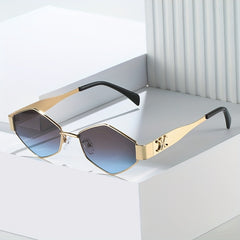 Geometric Metal Frame Sunglasses UV400 Anti Glare Glasses Punk Style