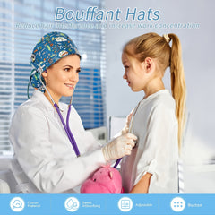 Adjustable Beanie Work Cap Cotton Work Hat With Sweatband & Buttons