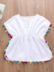 Baby Girls Casual Pompom Swimsuit Cover Up