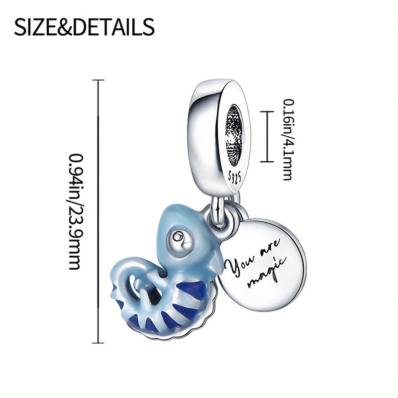 925 Silver Chameleon Charm Bead Pendant for DIY Bracelet