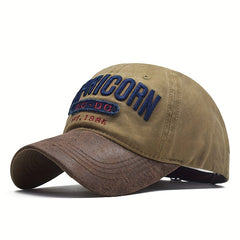 PU Spliced Baseball Cap 3D Letter Embroidery Sun Hat
