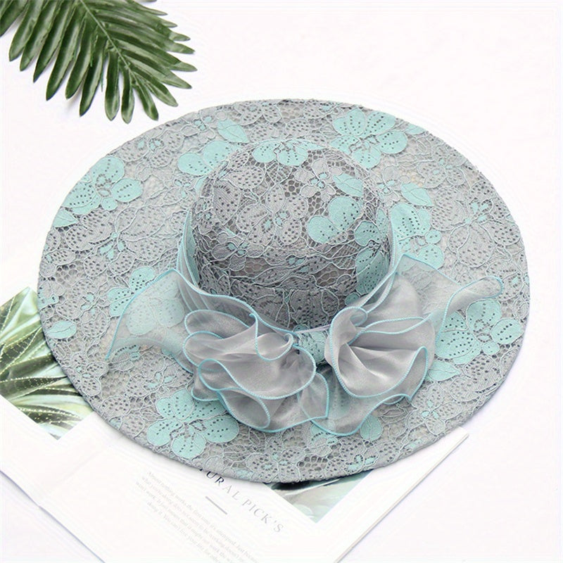 Lace Flower Sun Hat Embroidery Organza Derby Church Hats