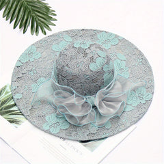 Lace Flower Sun Hat Embroidery Organza Derby Church Hats