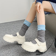 3 Pairs Colorblock Crew Socks Women's Stockings