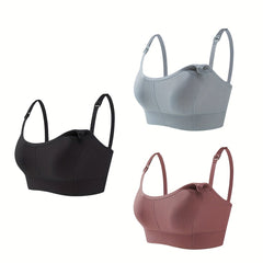 3pcs Front Buckle Nursing Bras Soft Full Coverage Wireless Breastfeeding Bra