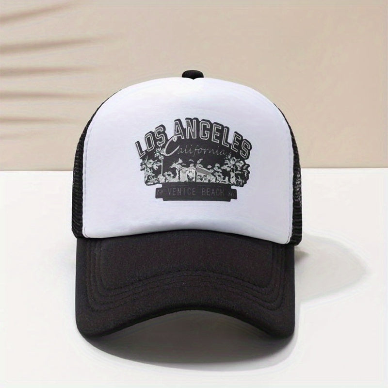LA Print Trucker Hat Mesh Breathable Baseball Cap Unisex Dad Hats